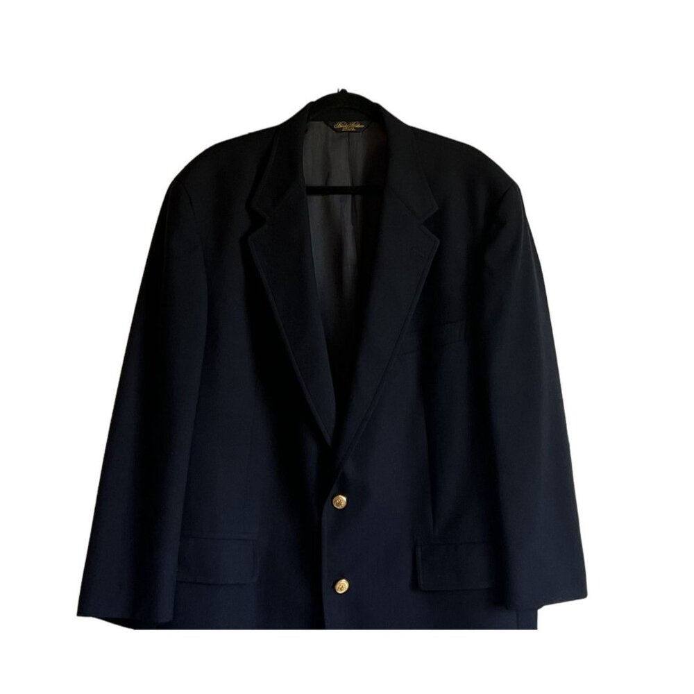 Brooks Brothers Brooksease Mens Wool Blazer Jacket 45 RG Navy Gold Button - Picture 2 of 8
